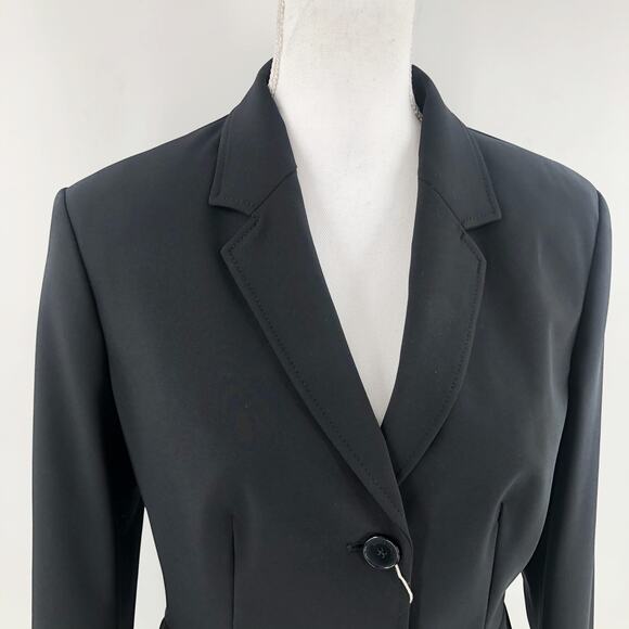 Diana Gallesi Black Blazer Crepe Single Breasted Women's Sz EU 46 US 12 $315 - Picture 2 of 8